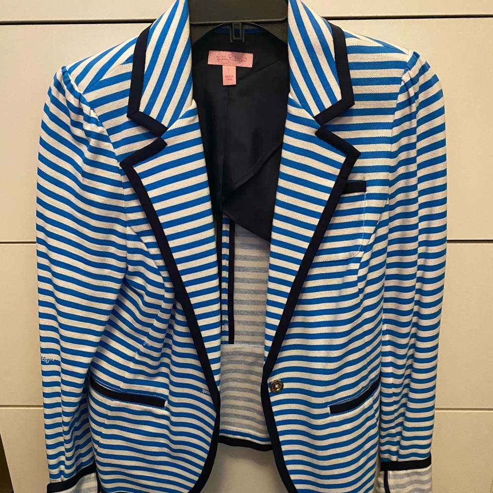 Lilly Pulitzer Blue and White Striped Blazer